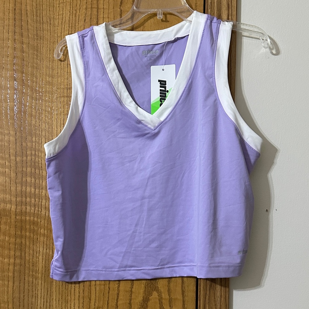 Prince Women's Purple and White V-Neck Tank Top